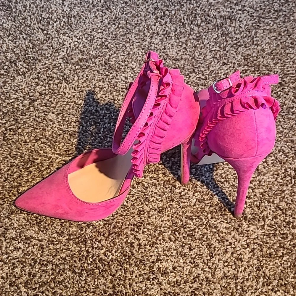 Hot Pink Ruffle High Heels - Picture 2 of 4